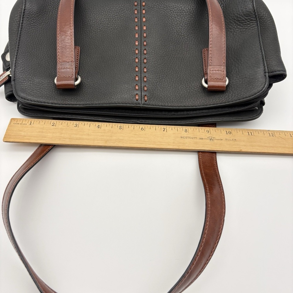 Vintage Fossil Black Brown Coronado Shoulder Purse Bag Pebbled Leather - Picture 14 of 15